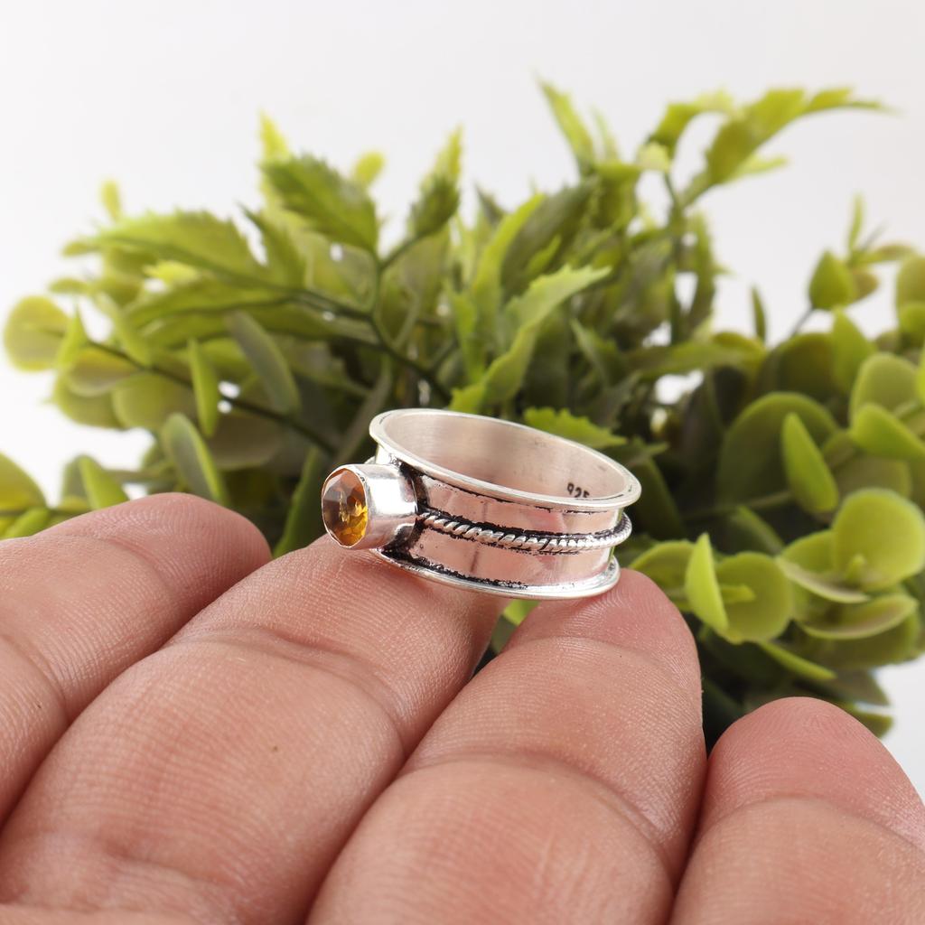 Citrine Gemstone Ring, Handmade Silver Jewelry, 925 Sterling Silver Dainty Ring, Women's Jewelry Gift For Her