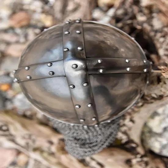 Medieval Combat Helmet with Chain Trough Knight Crusader Armor, LARP SCA Battle-Ready Steel Helmet Gift
