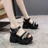 Women Sandals 10CM Designers Increase Thick Bottom Sandals Wedge Heel Female Chunky Platform Buckle Strap Street Sandalias
