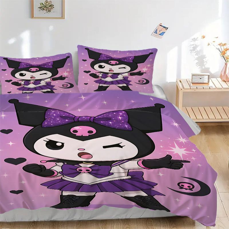 

3pcs Kuromi Sailor Moon Duvet Cover Set - Machine Washable, Includes 1 Duvet Cover and 2 Pillowcases, No Core Included, All-Season Home Deco 135x200cm