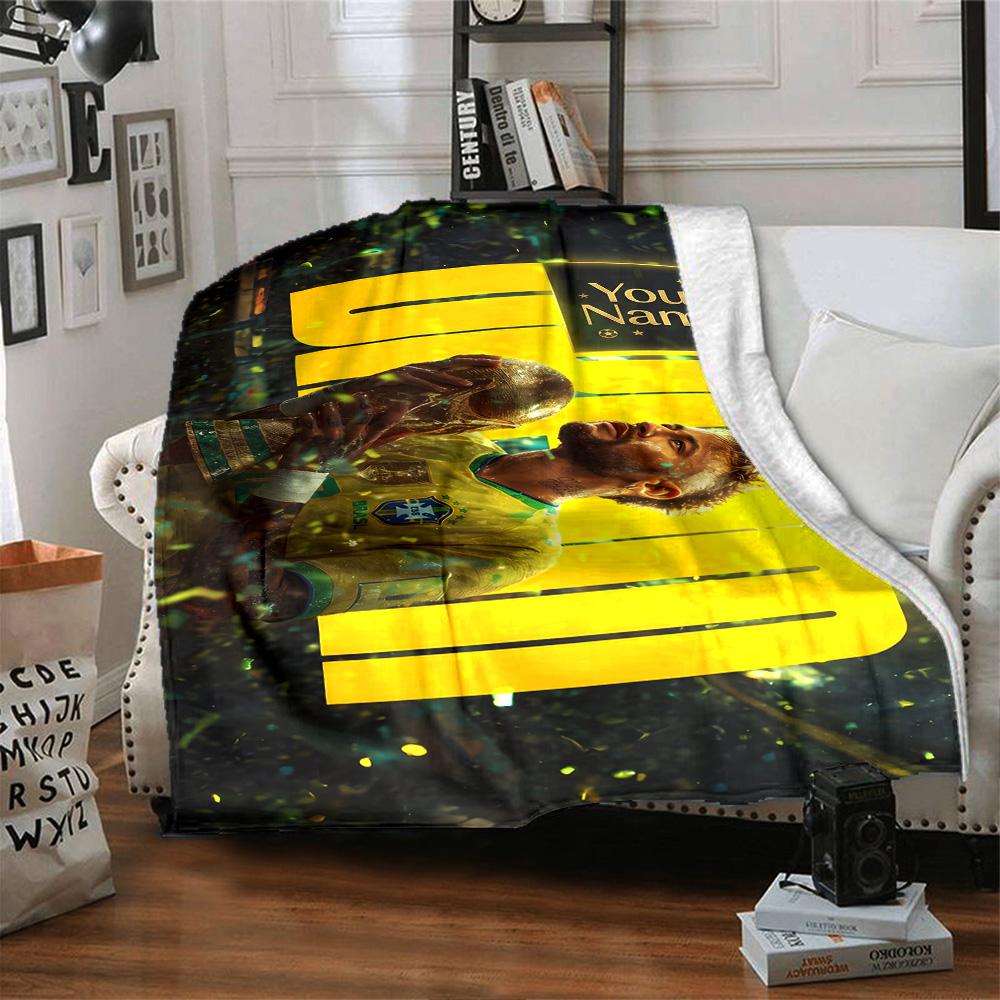 Star Neymar Personalized Name Blanket Cozy Personalized Blanket Durable Comfort Suitable for Home Decor Living Room Office Chair Bed