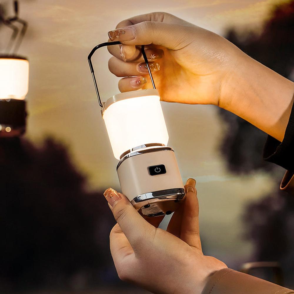 1PC Outdoor Portable Camping Light Retro Atmosphere Light With Handle Type-C Charging Emergency Flashlight