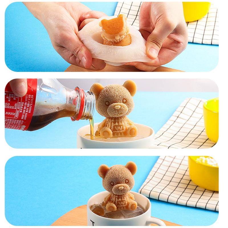 Little Bear Ice Mold Food Grade Silicone Ice Box Household Cartoon Model Coffee Ice Film Bear Ice Cream Mold