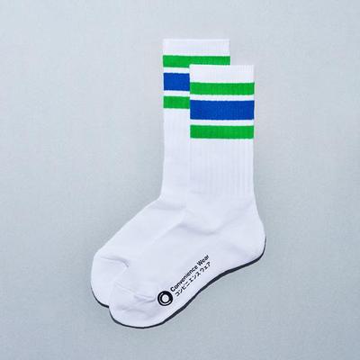 FamilyMart Gestreifte Socken, Weiß (22-25cm)