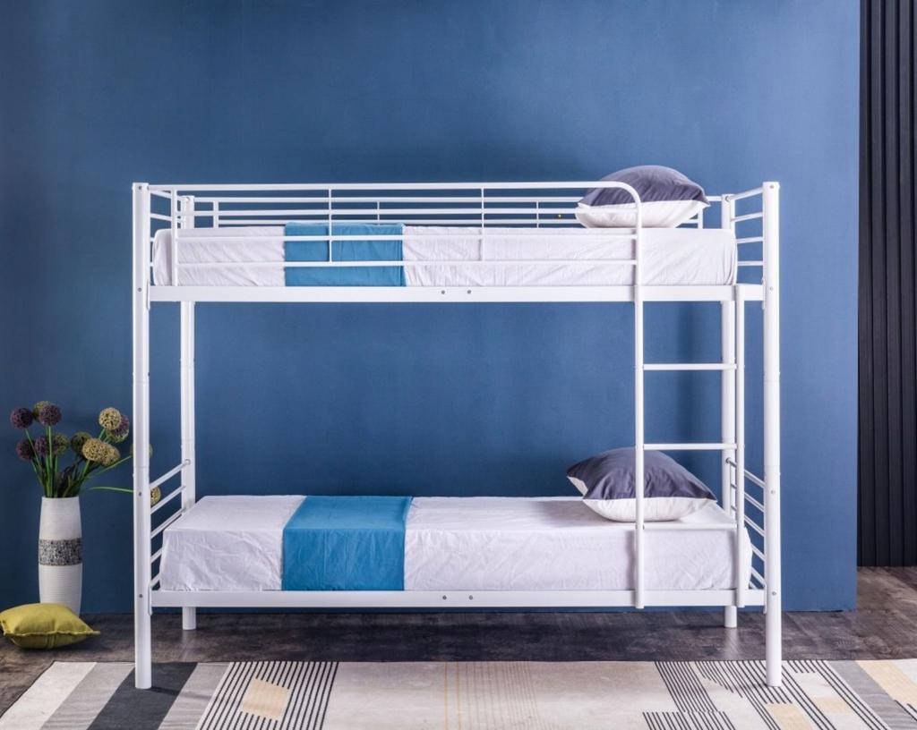 Metal bunk bed 90x200 white with frame and ladder Furnitex