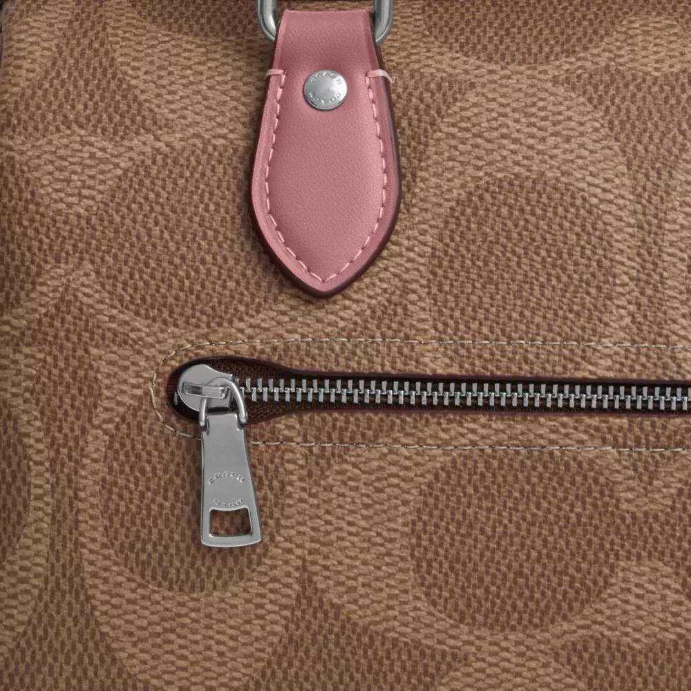 COACH RowanSATCHEL Signature Coated Canvas Crossbody Handbag Medium Women's Pink Brown CCD76-SVYGG