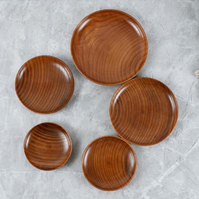 Jujube Holz Speiseteller Unzerbrechliches Holz Rundes Tablett Einfache Reinigung Leichtgewicht für Geschirr Snack Dessert Brot Obst Sushi