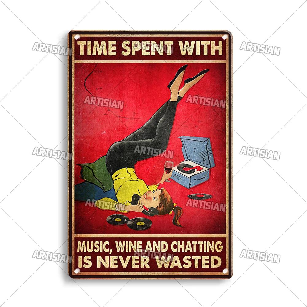 ARTISIAN Rusty Vinyl Records Metal Tin Sign Vintage Decorative Plate Classic Music Metal Sign Man Cave Home Studio Wall Decor