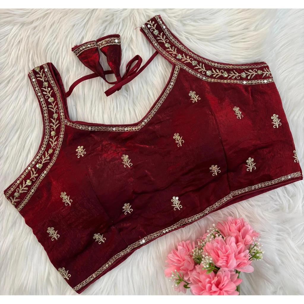 Indian Women's Silk Blend Sleeveless Blouse Bollywood Party Wear Ethnic Choli