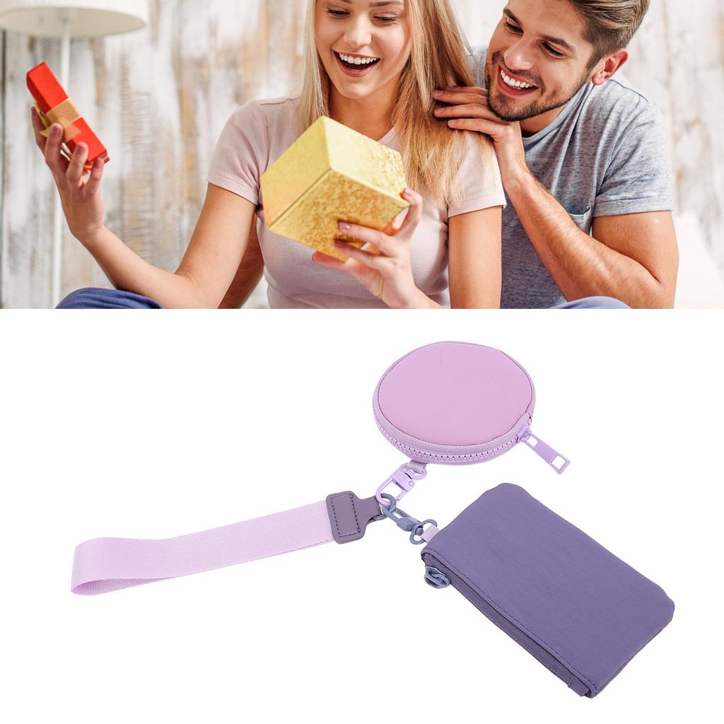 Dual Pouch Wristlet Wallets Portable Detachable Water Proof Portable Coin Purse Zip Double Pocket Wr