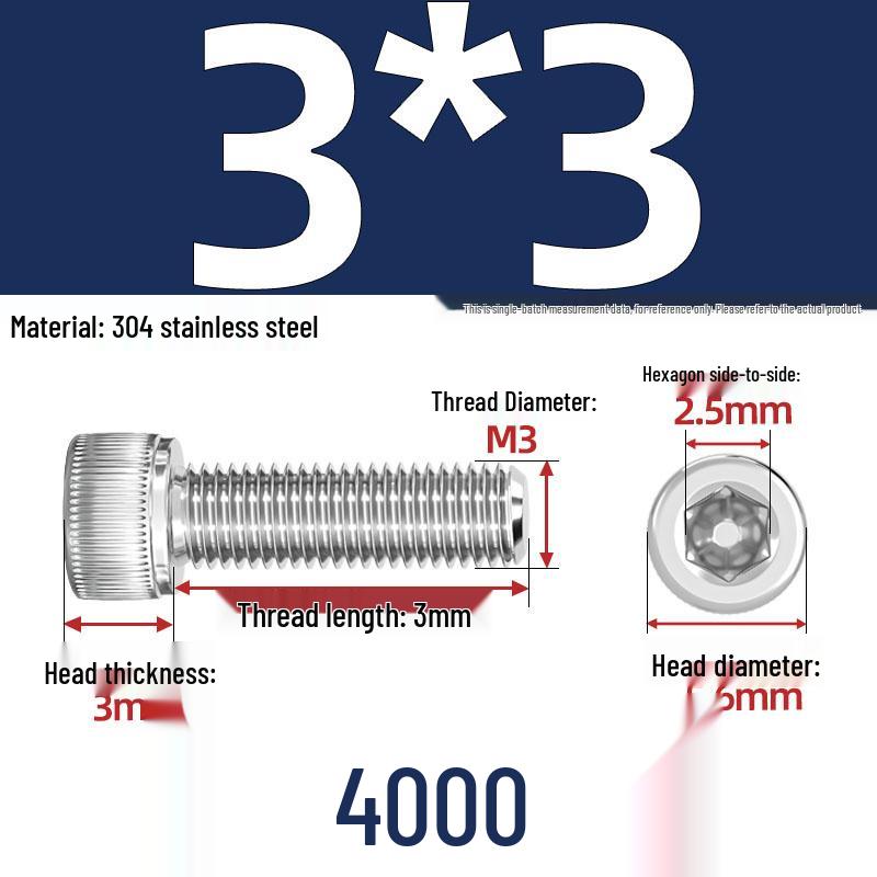 304 Stainless Steel Hex Socket Head Cap Screws, M2-M10, Extended Length