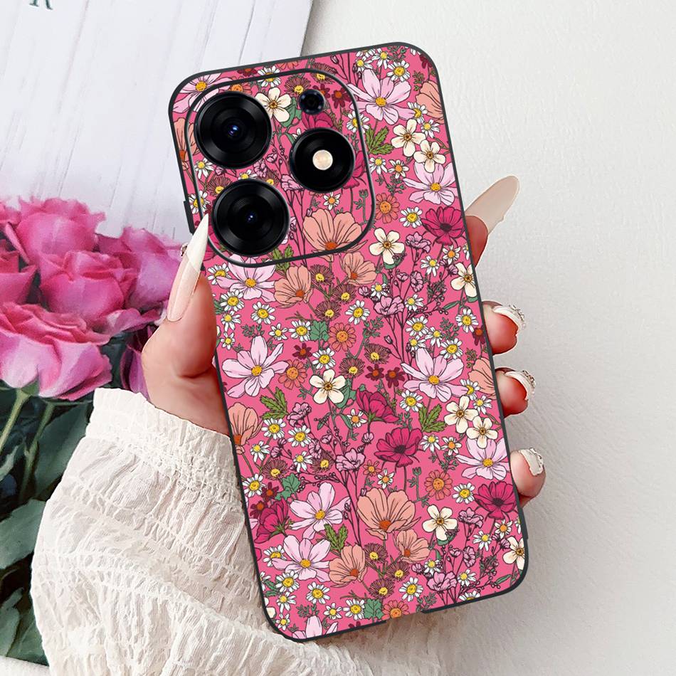 For Tecno Spark 10 Pro Phone Case Spark 10Pro 4G KI7 Elegant Floral Cat Printing Soft Silicone TPU Cases