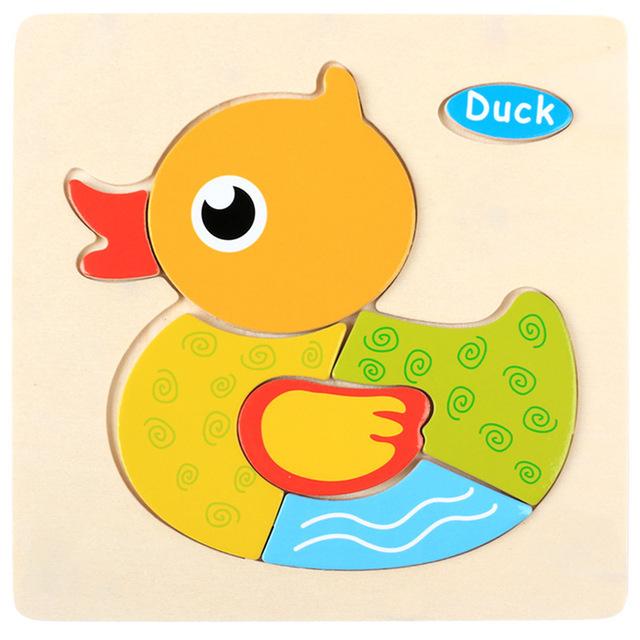 Baby Toys Wooden 3D Puzzle Cartoon Animal Vehicle Wood Jigsaw Puzzles Intelligence Montessori Educational Toys for Children