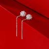 925 Silver Needle Short Chain Tassel Metal Dandelion Stud Earrings For Women Party Classic Jewelry Plant Accessories