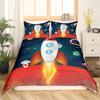 For Kids Boys Girls Bedroom Decor - Rocket Astronaut Space Theme Duvet Cover Set King Queen Full Size Polyester Comforter Cover