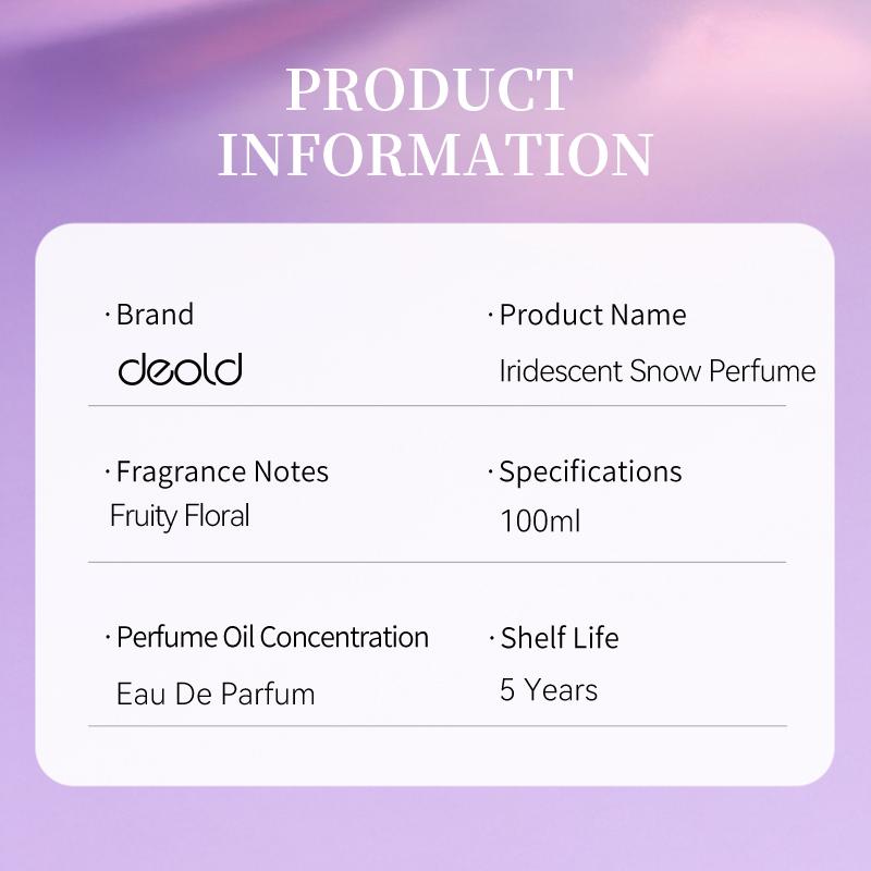 Deold Iridescent Snow Perfume for Women – Fruity Floral Eau De Parfum Long Lasting 100ml