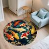 Koi Fish Pattern Round rug,Carpet Rug for Living Room Bedroom Playroom ,Non-slip Floor Mat,Holiday Gifts and Birthday Gifts.