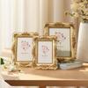 Antique Resin Wall Art Tabletop Golden Photo Frame Intricate Florals Embossed Picture Frame with Glass Front Home Decors