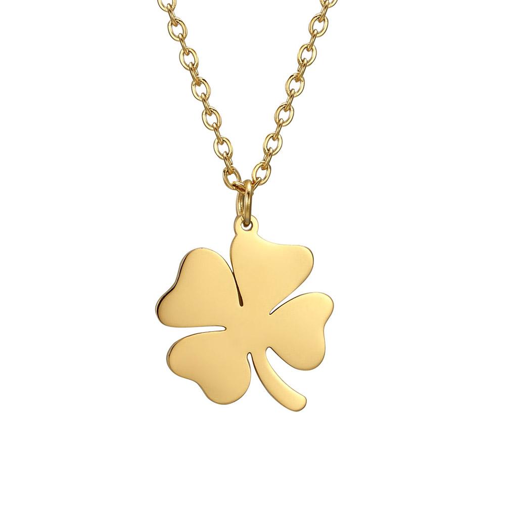 Cazador 2025 Lucky Clover Pendant Necklace Stainless Steel Gold Color Double Layer Chain Necklaces for Women Girls Jewelry Gift