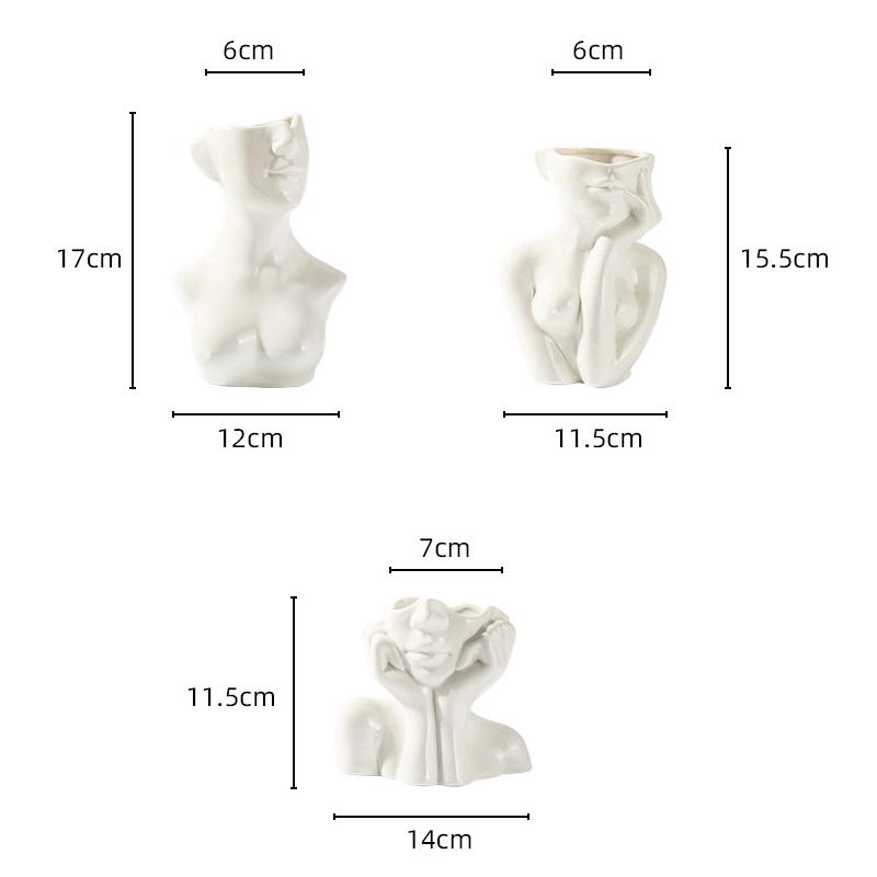 Modern Ceramic Vase,Sexy Flower Decorative Vase for Living Room Bedroom Office Bust Head Shaped Flower Vase