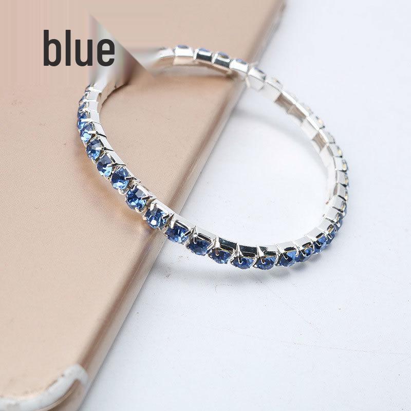 Trendy Multi-Color Diamond Single Row Elastic Bracelet for Women
