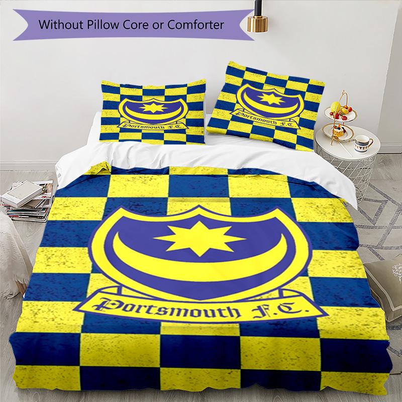 Ports-mouth Fc Anniversary Printed Pattern Duvet Cover Set – includes 1 duvet cover and 2 matching pillowcases Bedroom decor Christmas gifts