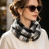 1-5PCS Autumn Winter Women Plaid Neck Warmer Magnetic Button Tie Knitted Warm Soft Decorative Scarf for Home Party Gift Daily