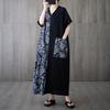 DIMANAF 2025 New Plus Size Summer Dress Women Vintage Printing Loose Casual Dress Long Linen Dress Maxi