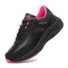 Running Shoes for Women Black Sneakers PU Leather Comfortable Height Increasing Chunky Shoes Breathable Leisure Shoes Big Size