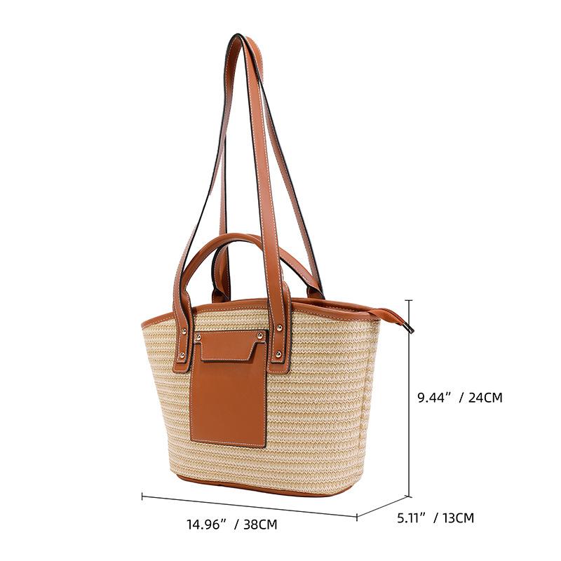 Tote Bag Tkaná taška Dámská slaměná taška Plážová taška na zeleninu