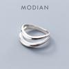 Modian Double Layer Geometric Line Silver 925 Thick Ring for Women Fashion Simple Ring Party Gift Fine Jewelry