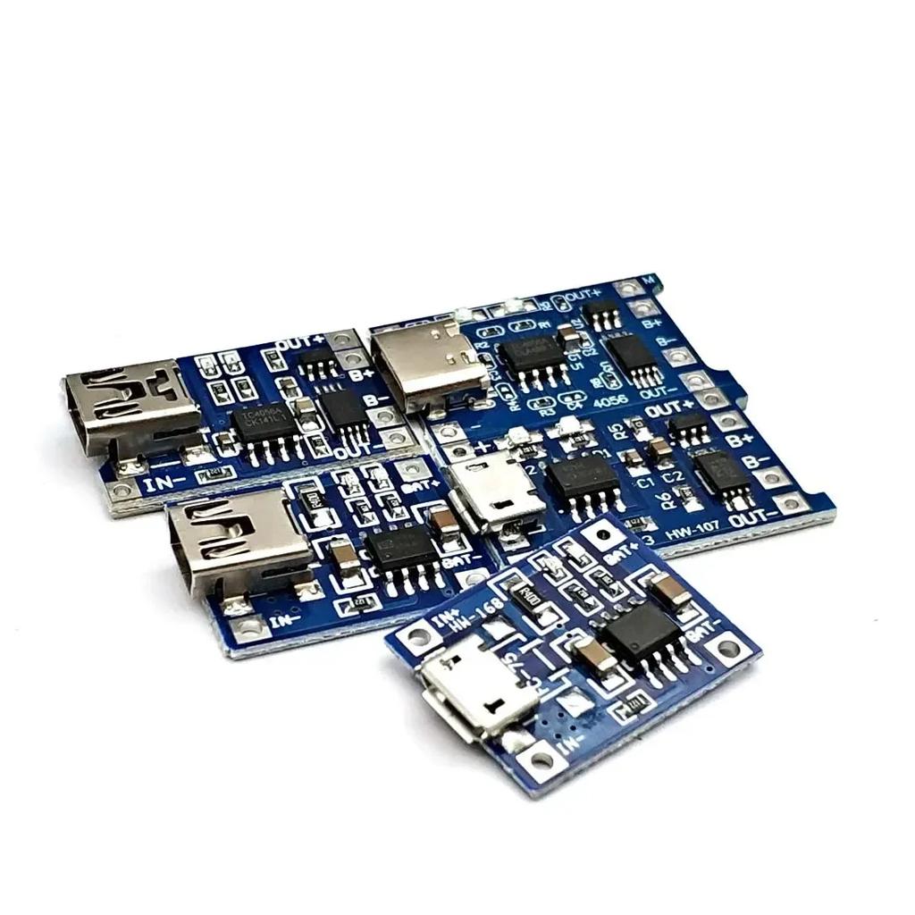 5V 1A Micro USB 18650 Type-c Lithium Battery Charging Board Charger Module+Protection Dual Functions TP4056 18650