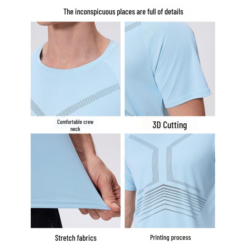 2025 Men's Quick-Dry Breathable Running T-Shirt - Short Sleeve Casual Fitness Top
