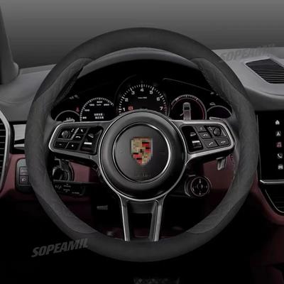 Auto Logo Stuurwielhoes Voor Cayenne Panamera Macan Taycan 718 911 997 987 Boxste Auto Interieur Accessoires