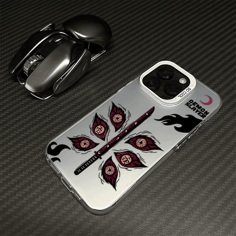 Srebrne Etui na Telefon Demon Slayer do Modeli iPhone 12 Pro Max do 17, w tym 15 Plus