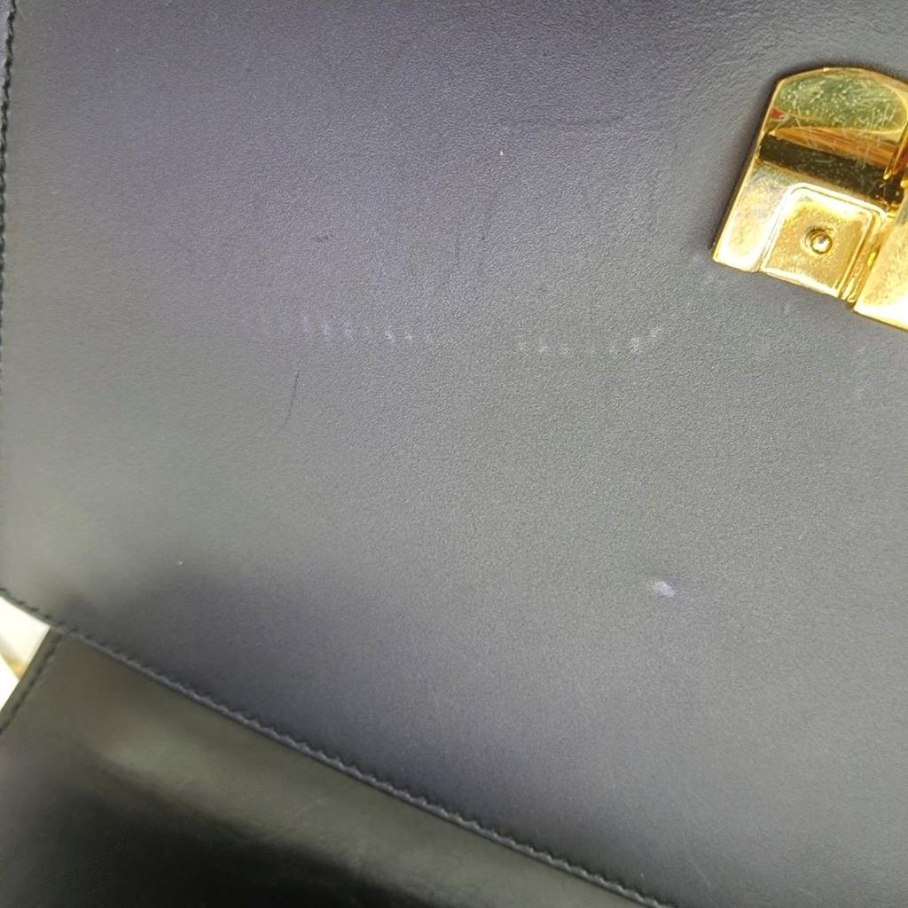 [Pre-Owned] Sylvie Gold Buckle Striped Web Satin Bow Wide Shoulder Strap Leather Handbag Crossbody Bag Shoulder Bag Small - Very Good #I98IOH