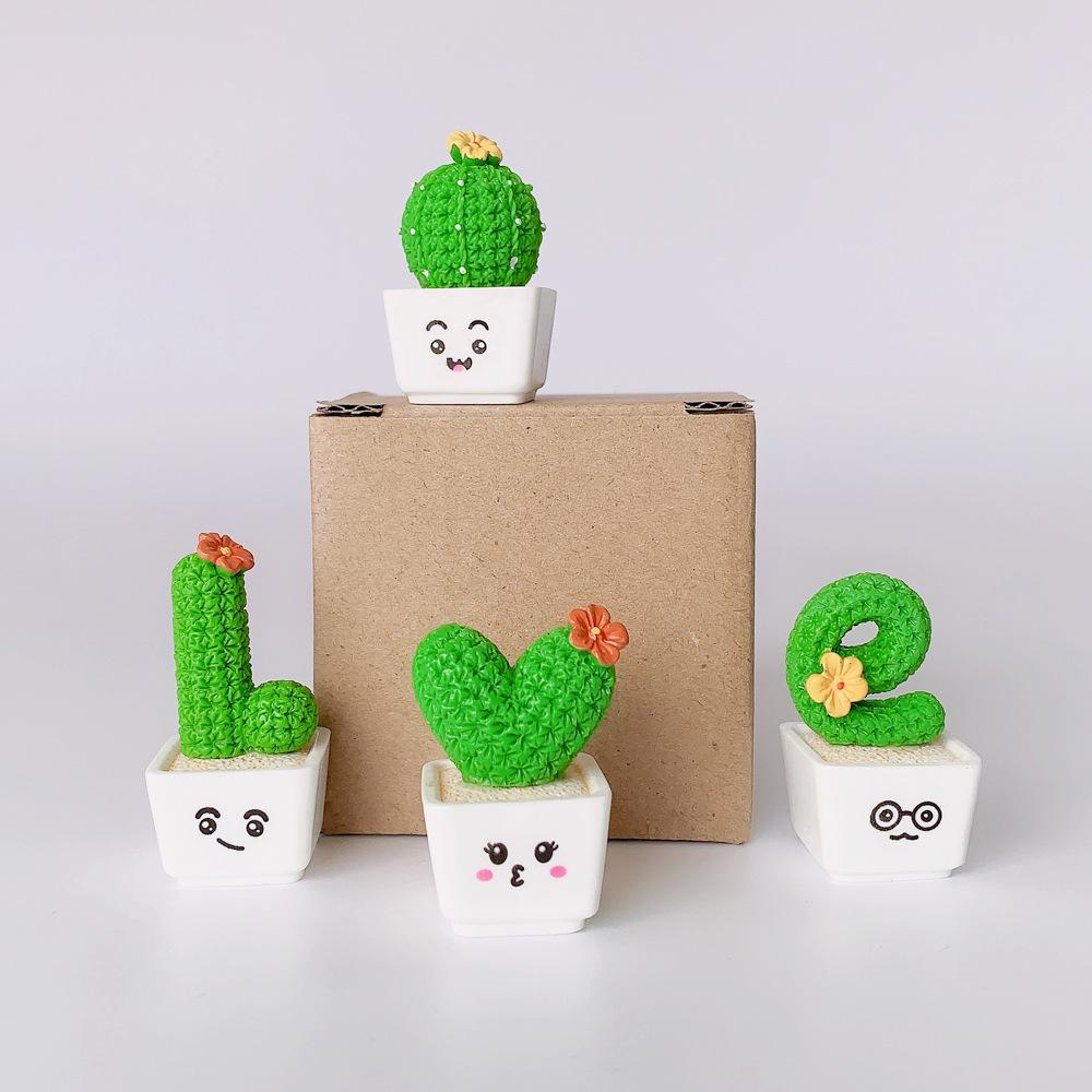 Valentine's Day Cactus Resin Bonsai Car Ornament