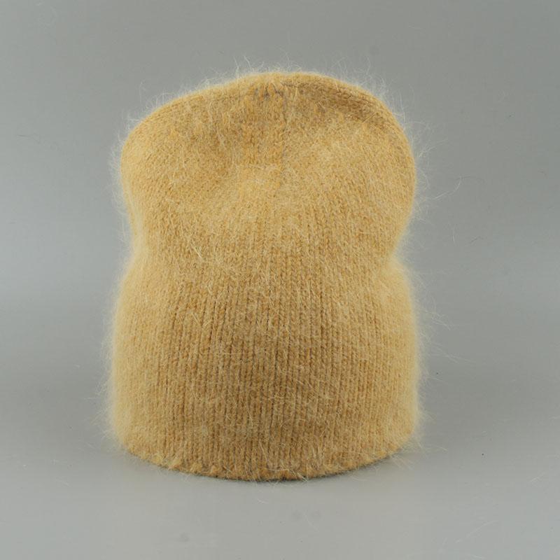 

Осенне-зимняя шапка для женщин 70% мех кролика зимняя шапка модная теплая вязаная шапка бини женская однотонная взрослая крышка головные уборы