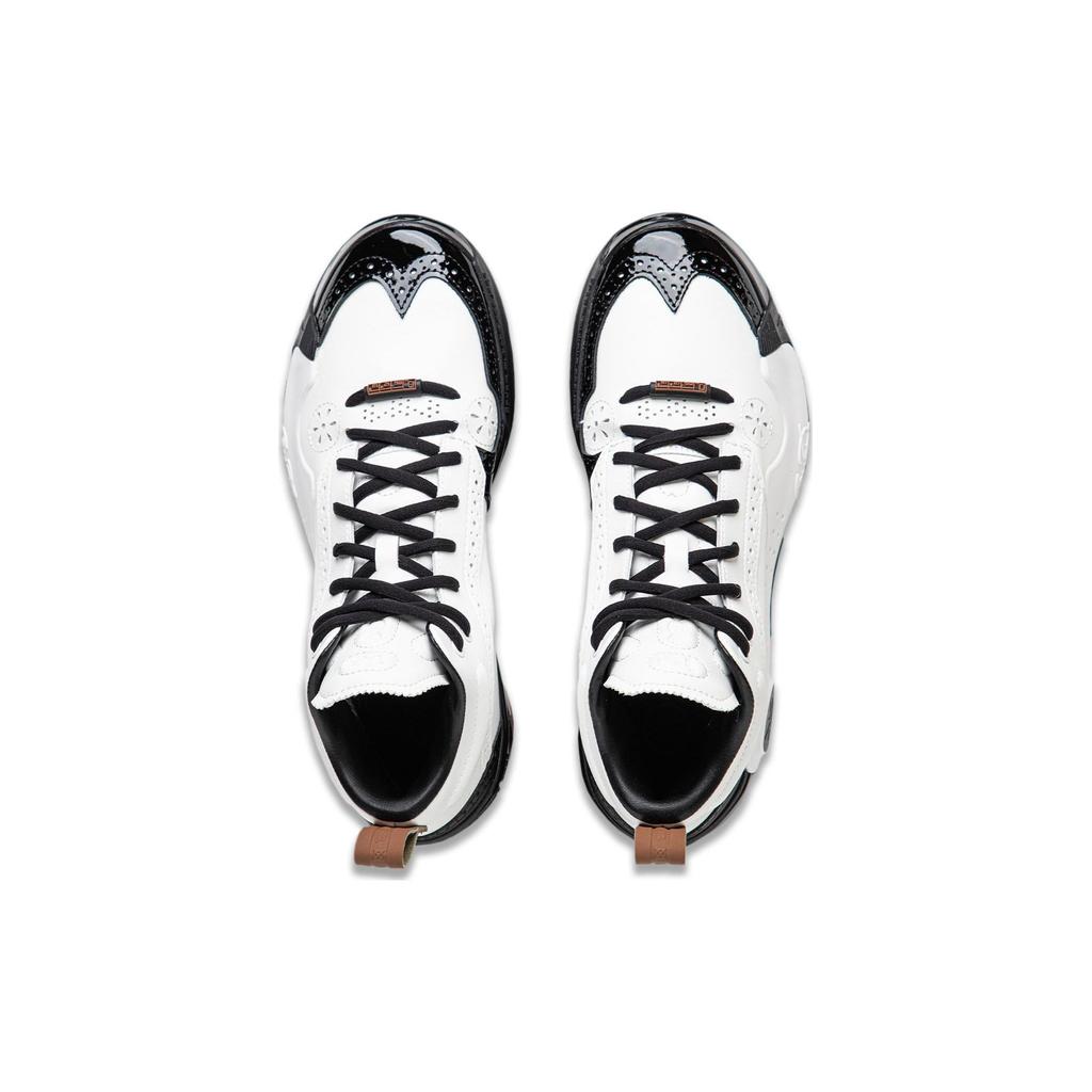 Li Ning WOW 10 Gentleman Slip Resistant Abrasion Resistant Mid Top Basketball Shoes Men's Black White ABAS075-6