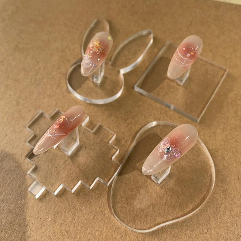 Transparent Nail Display Stand Holder, Practice Training Tips, Acrylic Base Nail Art Display Stand