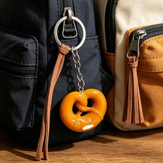 Bag Pendant 1:1 Realistic Simulated Bread Shape Resin Keychain with Rope Decor High Simulation Baguette Bagel Charm Key Holder