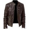 Jacket Mens Motorcycle PU Jacket Slim Fit Jackets Autumn Zipper Windproof Leather Coat Men Clothing Plus Size