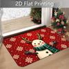 1pc, 2D Flat Antler Snowman Snowflake Printed Pattern Entryway Doormat - Foyer Welcome Mat, Fun Christmas Themed Decorative Doormat, Flannel Material 
