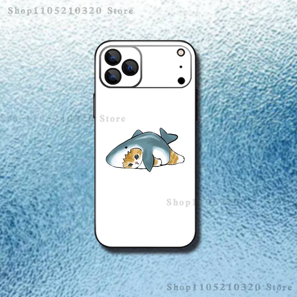

Cute Cat Shark Phone Case For iPhone 17,16,15,14,13,12,11,Pro,Max,Plus,E,Air,Mini Protective Black Cover iPhone16e