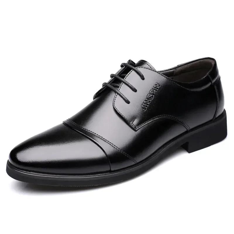 FashionPointed Toe Brown Dress Shoes Man Black Social Shoe for Men Italian Cheap Clearance Legitimate Leather 39 High Quality Fashion