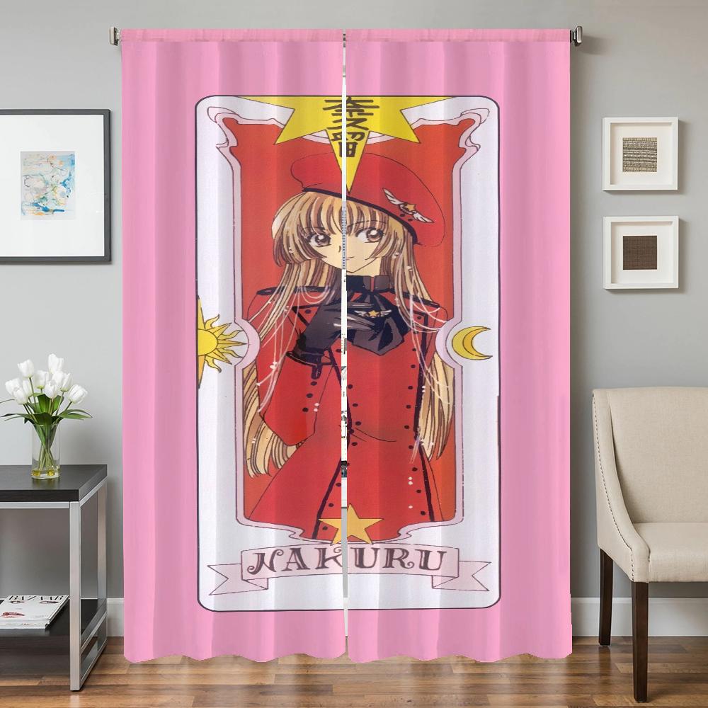 Kitchen Curtains for Living Room 2 Pieces Blackout Curtains Door Curtain C-cardcaptor S-sakura Bedroom Decoration Partition Home