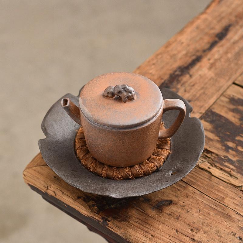 110ml Rough Pottery Old Rock Mud Tea Pot Tea Making Single Pot Small Capacity Pot Vintage Tea Kettle Tea Ceremony Kungfu Teapot
