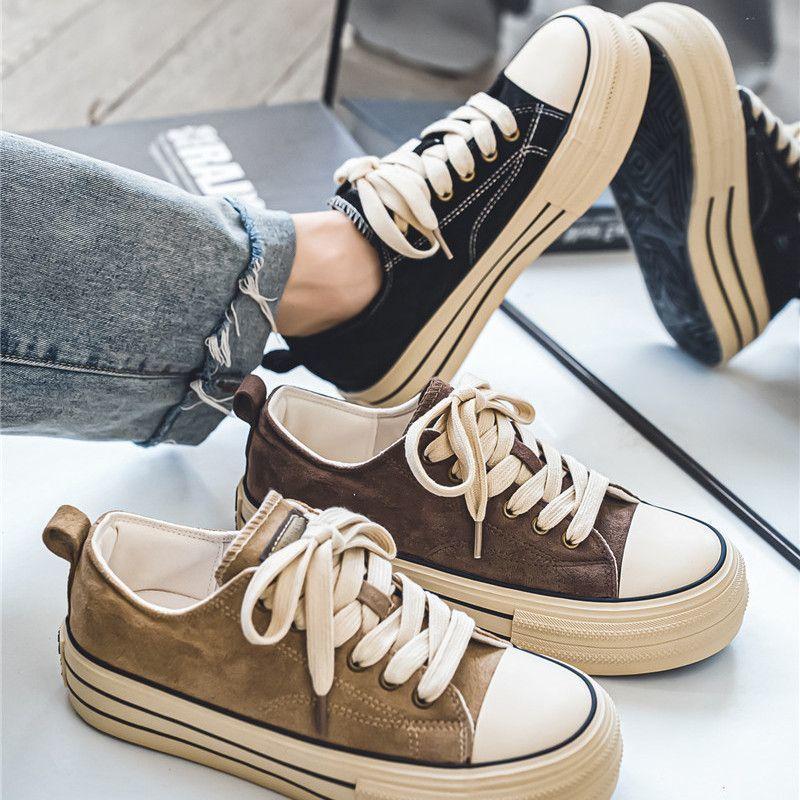 Maillard Women's Shoes Trendy Shoes Autumn New Canvas Shoes Heightened Platform Versatile Student Board Shoes Couple Casual Shoes Men