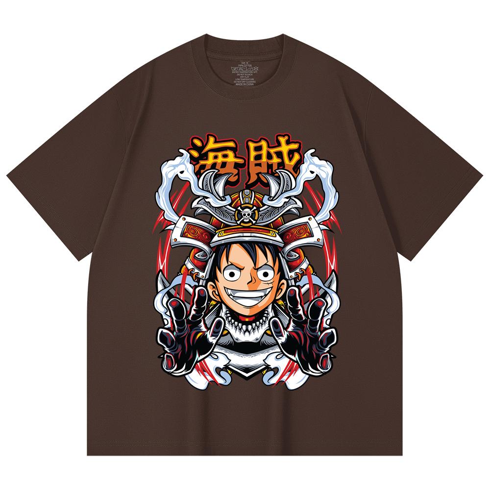 230 Gsm 100% Cotton One Piece V70 Luffy Samurai Print Unisex Heavy Cotton T Shirt