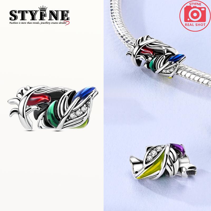 

Girl Dreamy Colorful Feather Beads Metal Original Fit Charms Bangle Accessory Gifts Ideal for Elegant Fashion Beautiful Lovely Exquisite Charming Cute